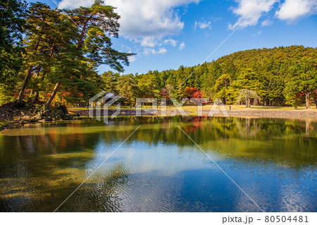 世界遺産平泉の秋 紅葉の毛越寺 浄土庭園 世界遺産平泉の秋 紅葉の毛越寺 浄土庭園 80504481