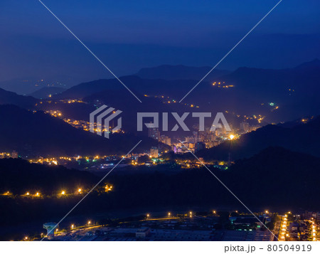 Sunrise high angle view of the Zhitan Purification Plant Sunrise high angle view of the Zhitan Purification Plant 80504919