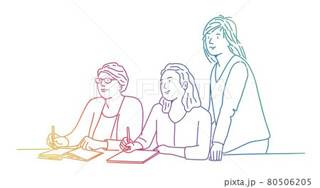 Group of female students listen to the lecture attentively Group of female students listen to the lecture attentively 80506205