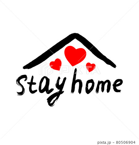 Stay Home handwritten brush typography phrase 80506904