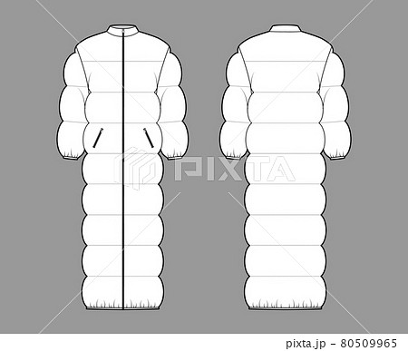 Puffer Quilted Shell Down Coat Jacket Technical のイラスト素材