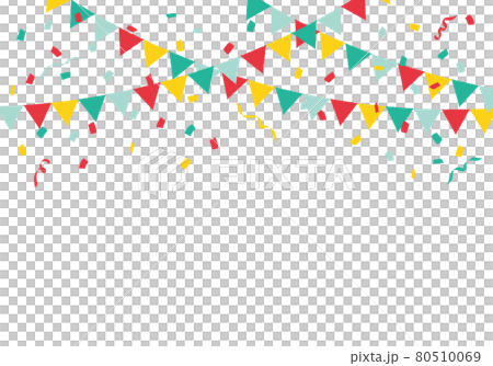 Confetti and party flags, garland, triangular flags colorful 80510069