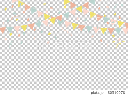 Confetti and party flags, garlands, and triangular flags in pastel colors 80510078