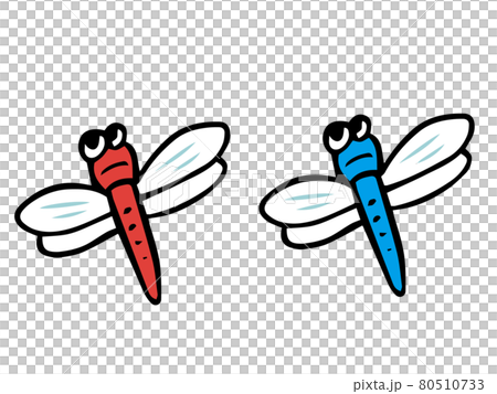 赤と青のとんぼのイラスト 80510733
