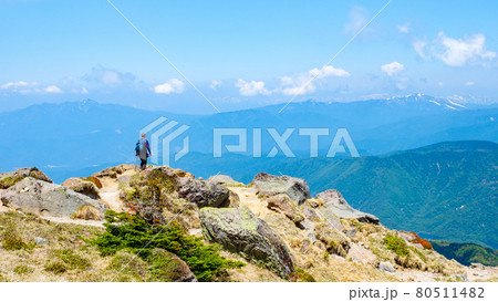 日光白根山登山：山頂からの眺め 80511482