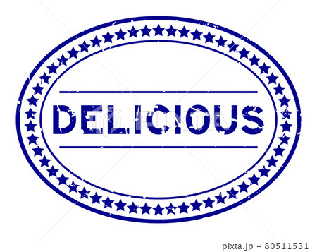 Grunge blue delicious word oval rubber seal stamp on white background Grunge blue delicious word oval rubber seal stamp on white background 80511531