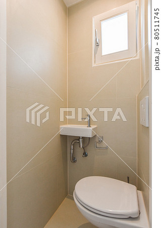 Interior of small clean washroom in miniature style Interior of small clean washroom in miniature style 80511745