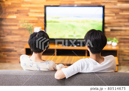カップル　ライフスタイル　テレビ 80514675