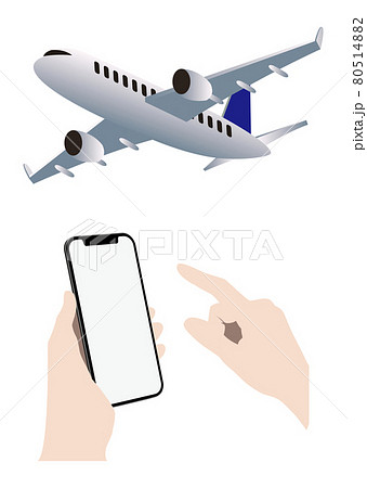 飛行機とスマートフォン 80514882