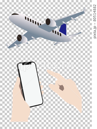 飛行機とスマートフォン 80514882