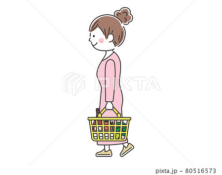 買い物をする女性のイラストのイラスト素材 買い物をする女性のイラストのイラスト素材