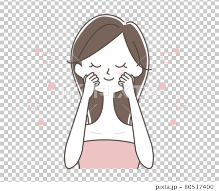 Woman doing facial lymphatic massage 80517400