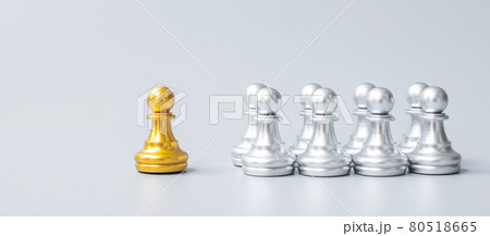 golden chess pawn pieces or leader businessman stand out of crowd people of silver men. leadership, business, team, teamwork and Human resource management concept golden chess pawn pieces or leader businessman stand out of crowd people of silver men. leadership, business, team, teamwork and Human resource management concept 80518665