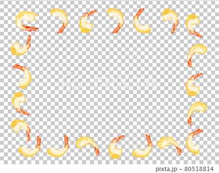 Watercolor hand-painted shrimp tempura illustration rectangular frame 80518814