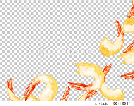 Watercolor hand-painted shrimp tempura illustration lower right frame 80518815