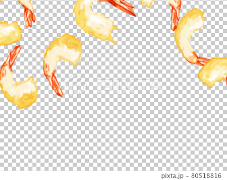 Watercolor hand-painted shrimp tempura illustration top frame 80518816