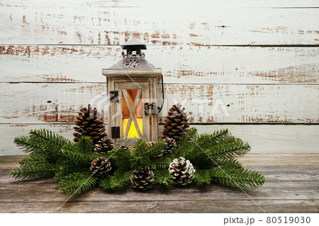 Christmas lantern Decorative on wooden background Christmas lantern Decorative on wooden background 80519030