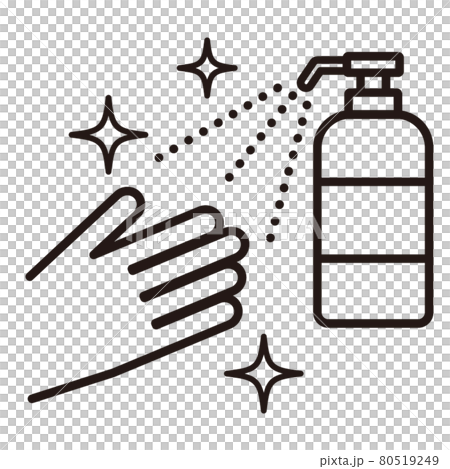 Simple thin line icon for coronavirus prevention / alcohol disinfection / white background 80519249