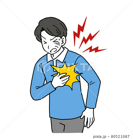 動脈硬化で心臓に激痛がはしったミドル男性のイラスト 80521087