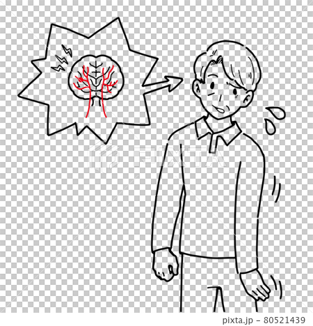 一名因腦梗塞而偏癱的男子的插圖 一名因腦梗塞而偏癱的男子的插圖 80521439