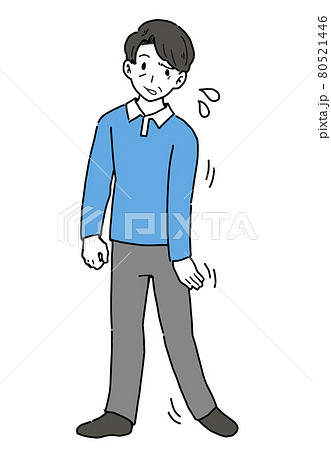 脳梗塞で半身麻痺になってしまった男性のイラスト 80521446