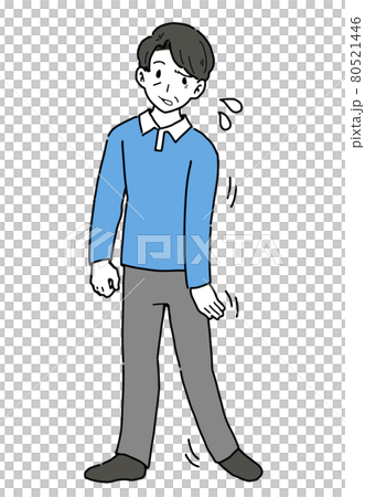 脳梗塞で半身麻痺になってしまった男性のイラスト 80521446