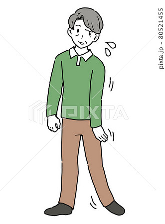 脳梗塞で半身麻痺になってしまった男性のイラスト 80521455