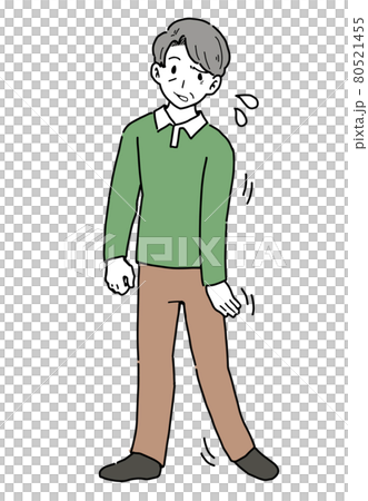 脳梗塞で半身麻痺になってしまった男性のイラスト 80521455