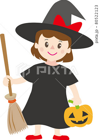 ハロウィン衣装のコスプレの女の子魔女のイラスト素材