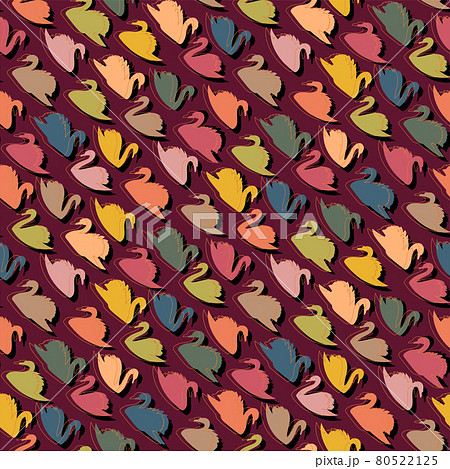 Seamless pattern with geometric silhouette of swans. 80522125