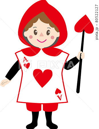 ハロウィン衣装のコスプレの子供ハートのトランプのイラスト素材