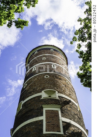 Medieval Tower with Clouds and Blue Sky in Panemune, Lithuania Medieval Tower with Clouds and Blue Sky in Panemune, Lithuania 80522452