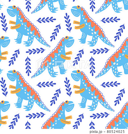 Vector illustration of seamless pattern with dinosaur. Vector illustration of seamless pattern with dinosaur. 80524025