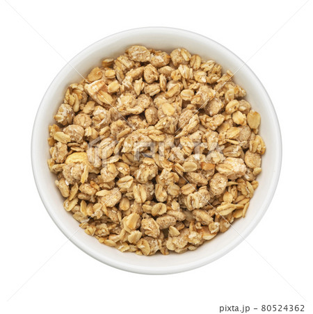 Granola, crunchy muesli isolated on white background, top view Granola, crunchy muesli isolated on white background, top view 80524362