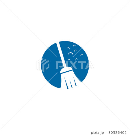 clean service logo with using broom icon template 80526402