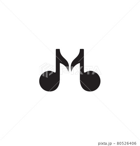 Music note logo incorporated with M letter Music note logo incorporated with M letter 80526406