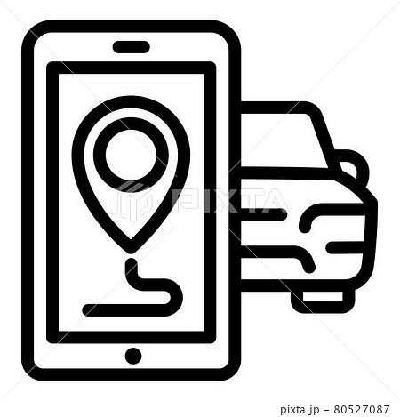 Smartphone city car sharing icon, outline style Smartphone city car sharing icon, outline style 80527087