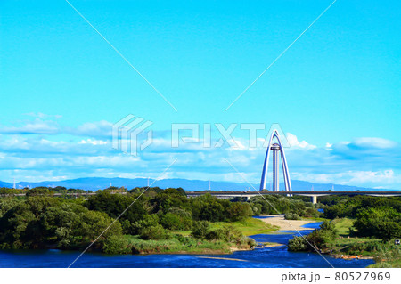 木曽川とツインアーチ138の風景 木曽川とツインアーチ138の風景 80527969