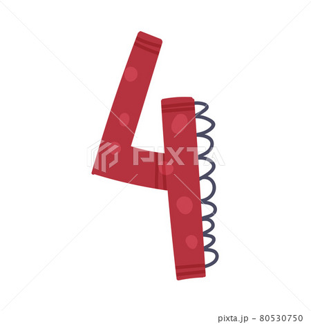 Dinosaur Number Numeral Four with Spikes Isolated on White Background Vector Illustration 80530750