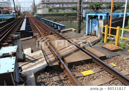 名鉄の珍百景 水没確定 堤防より低い線路 （呼続駅北の陸閘門） 80531817