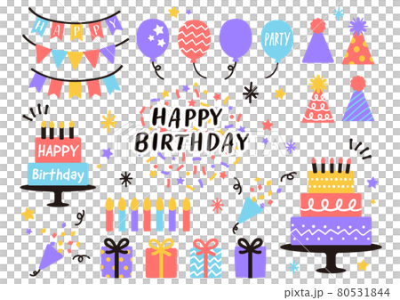 可愛的派對圖標插圖集/生日/活動/週年紀念 80531844