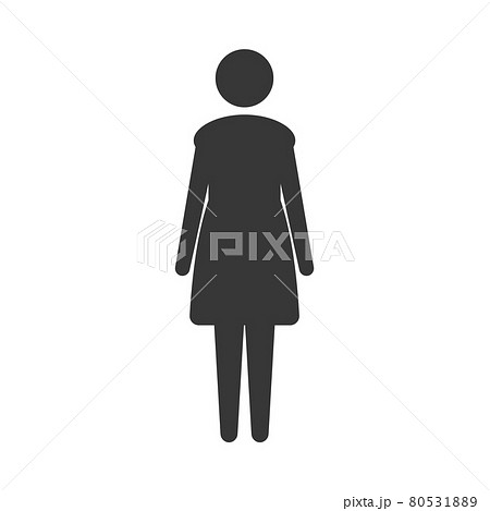 服を着た女性のピクトグラム おしゃれなシルエットのアイコン 標準的な体型のイラスト素材