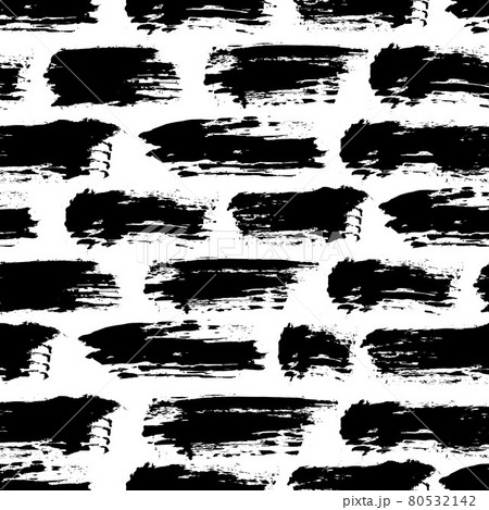 Vector seamless pattern with brush stripes and strokes. Black color on white background. Hand painted grange texture. Ink geometric elements. Fashion modern style. Endless grang fabric print. 80532142