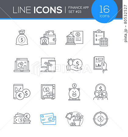 Finance app - line design style icons set Finance app - line design style icons set 80532527