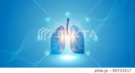 Human lung and treatment with technology innovation. A concept hospital for wallpaper and web 80532617