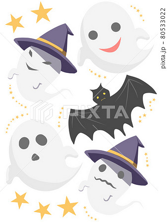 ハロウィンおばけセットのイラスト素材
