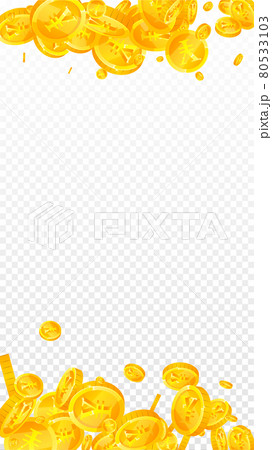 Chinese yuan coins falling. Magnetic scattered CNY coins. China money. Superb jackpot, wealth or success concept. Vector illustration. 80533103