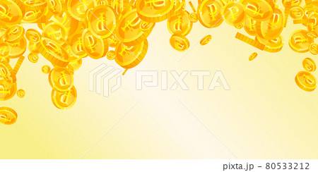 Russian ruble coins falling. Grand scattered RUB coins. Russia money. Remarkable jackpot, wealth or success concept. Vector illustration. 80533212