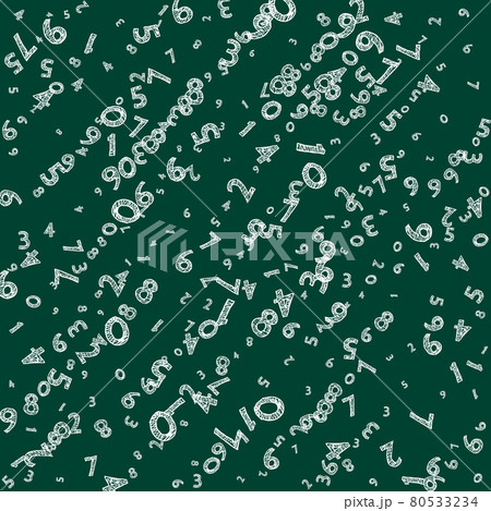 Falling childish chalk numbers. Math study concept with flying digits. Lively back to school mathematics banner on blackboard background. Falling numbers vector illustration. Falling childish chalk numbers. Math study concept with flying digits. Lively back to school mathematics banner on blackboard background. Falling numbers vector illustration. 80533234