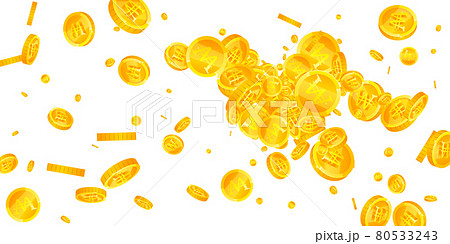 Korean won coins falling. Fresh scattered WON coins. Korea money. Glamorous jackpot, wealth or success concept. Vector illustration. 80533243